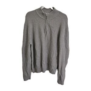 NAADAM Sweater Mens Medium Gray Cotton Silk Cashmere Quarter Zip Textured‎ Knit